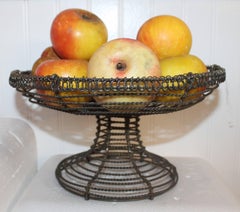 Stone Fruit Apples in 19th Century Wire Basket