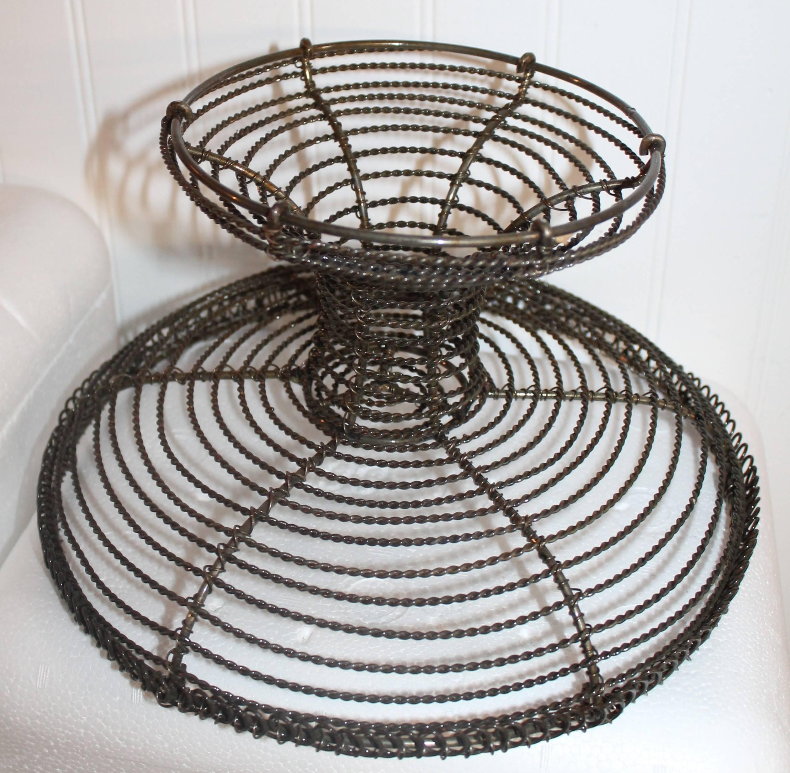 Stone Fruit Apples in 19th Century Wire Basket In Excellent Condition In Los Angeles, CA