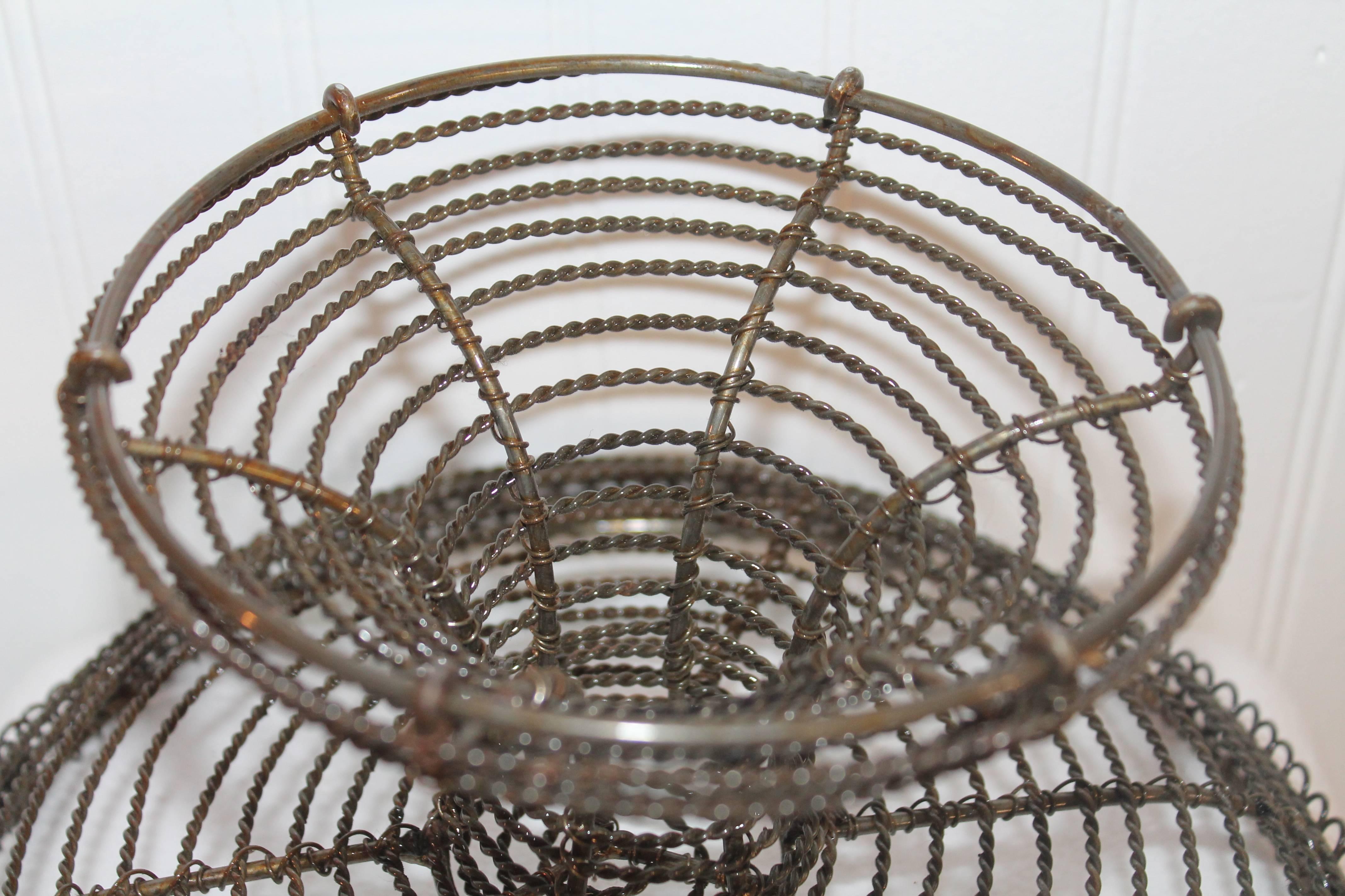 Metal Stone Fruit Apples in 19th Century Wire Basket