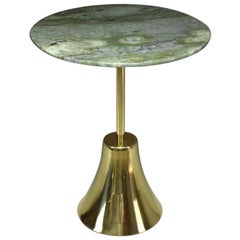 Stone-G Contemporary Handcrafted Brass Marble Side Table, Flow Collection