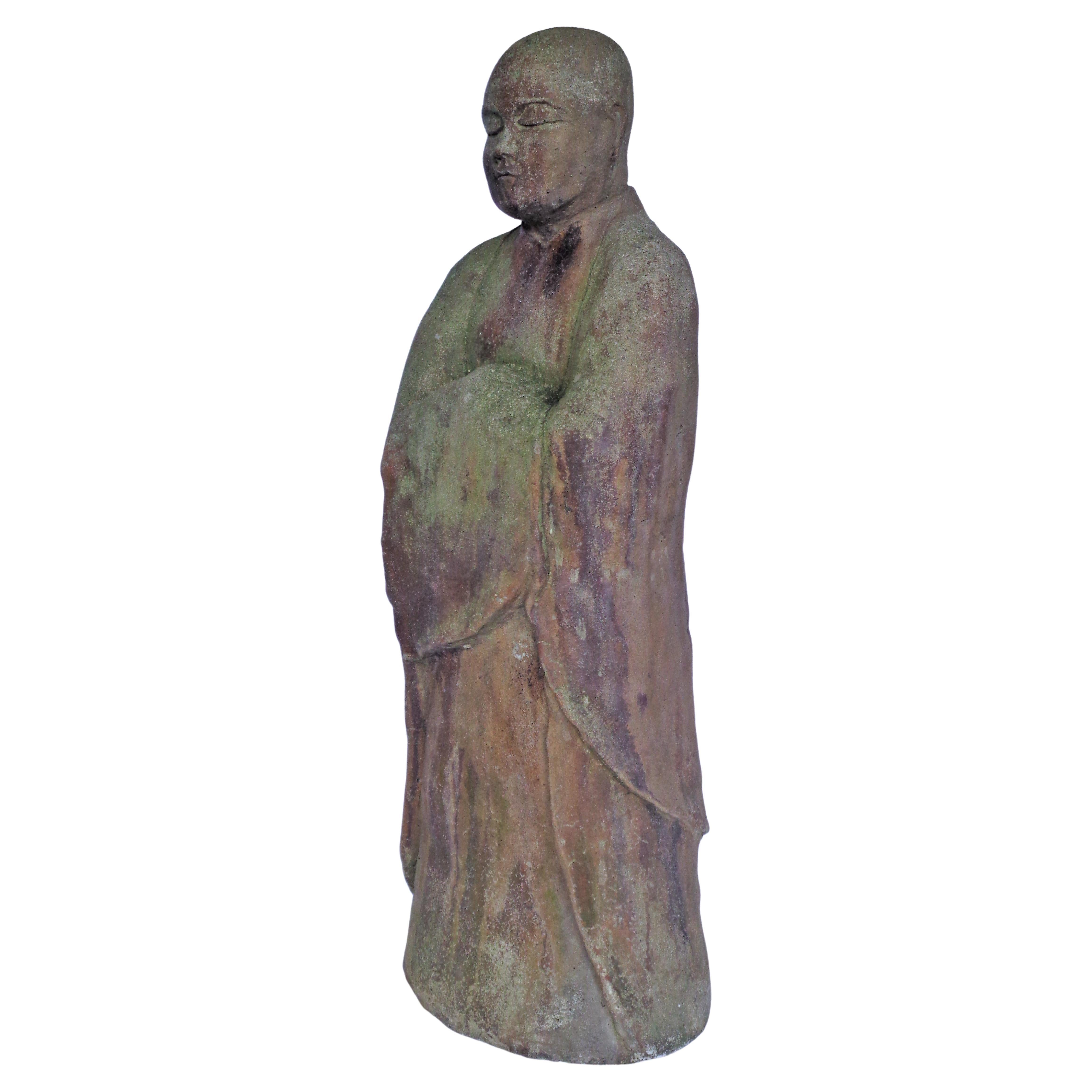Stone Garden Statue of Ancient Japanese Jizo Bodhisattva, 1960-1970