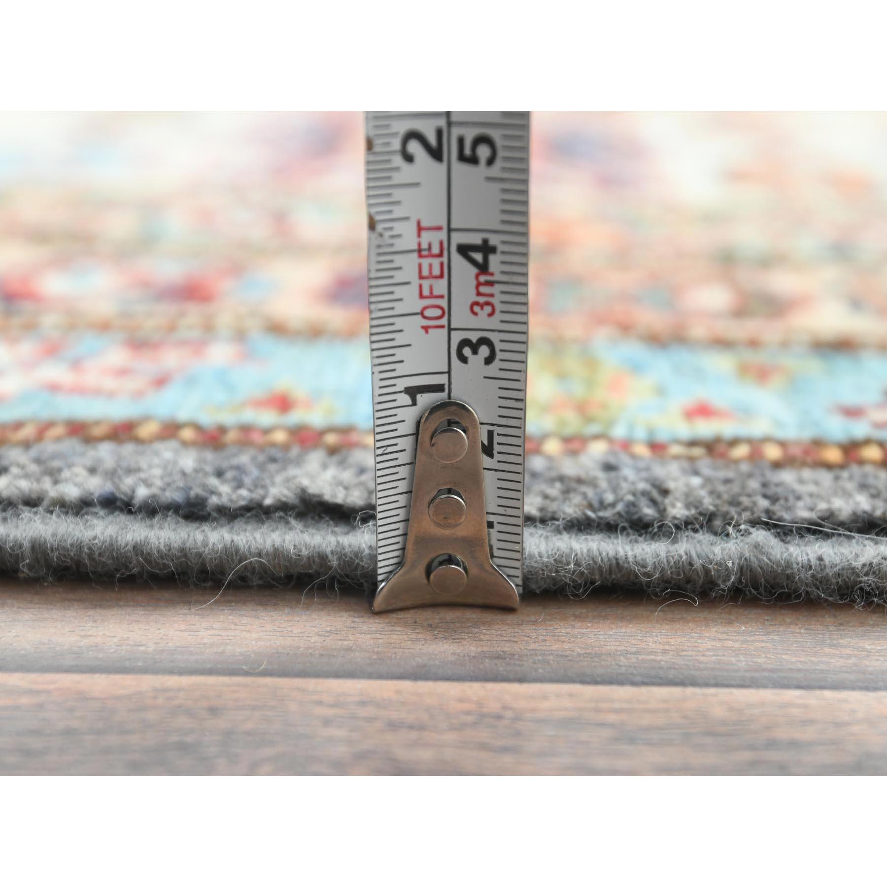 Tapis afghan très doux noué à la main gris pierre 10'3