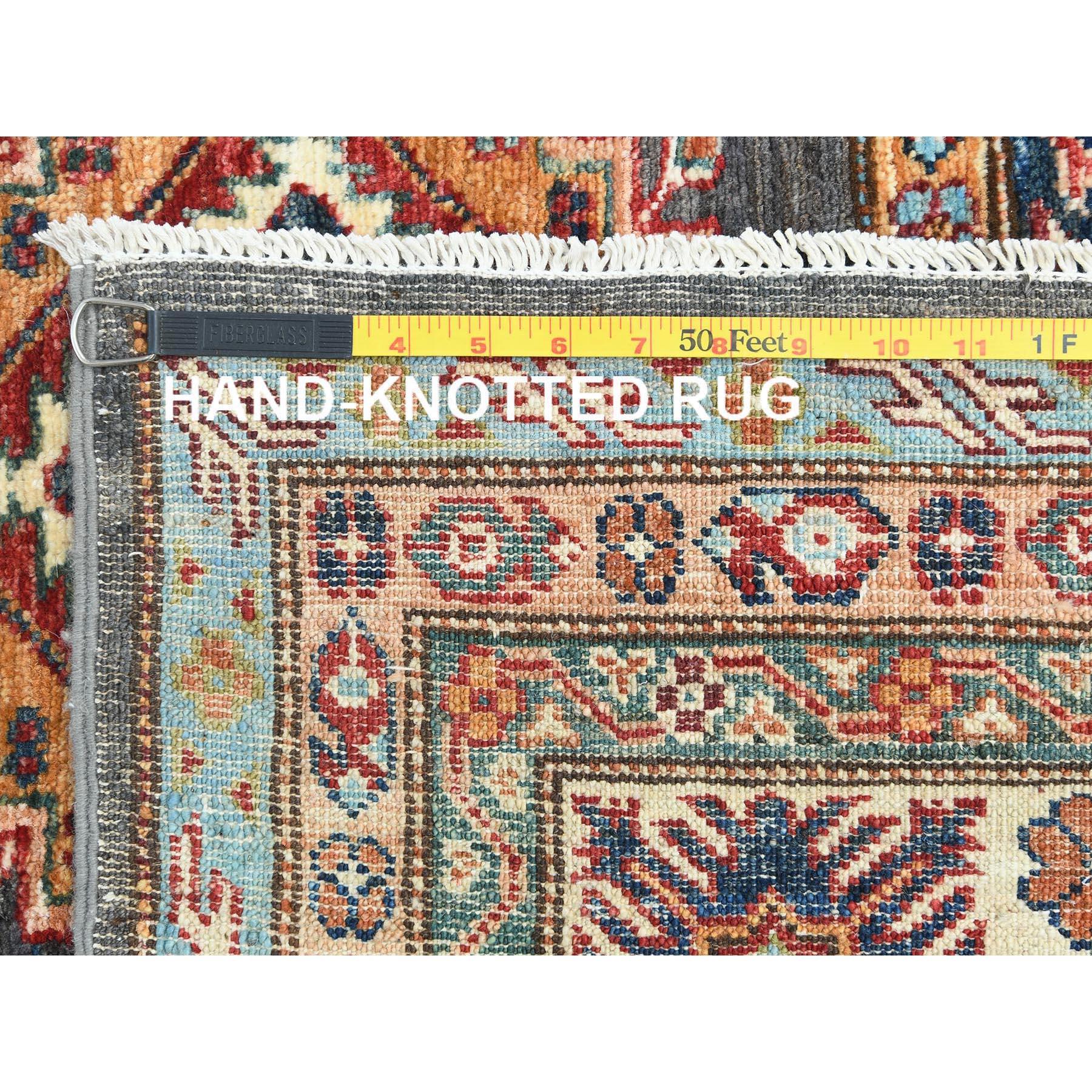 Tapis afghan très doux noué à la main gris pierre 10'3