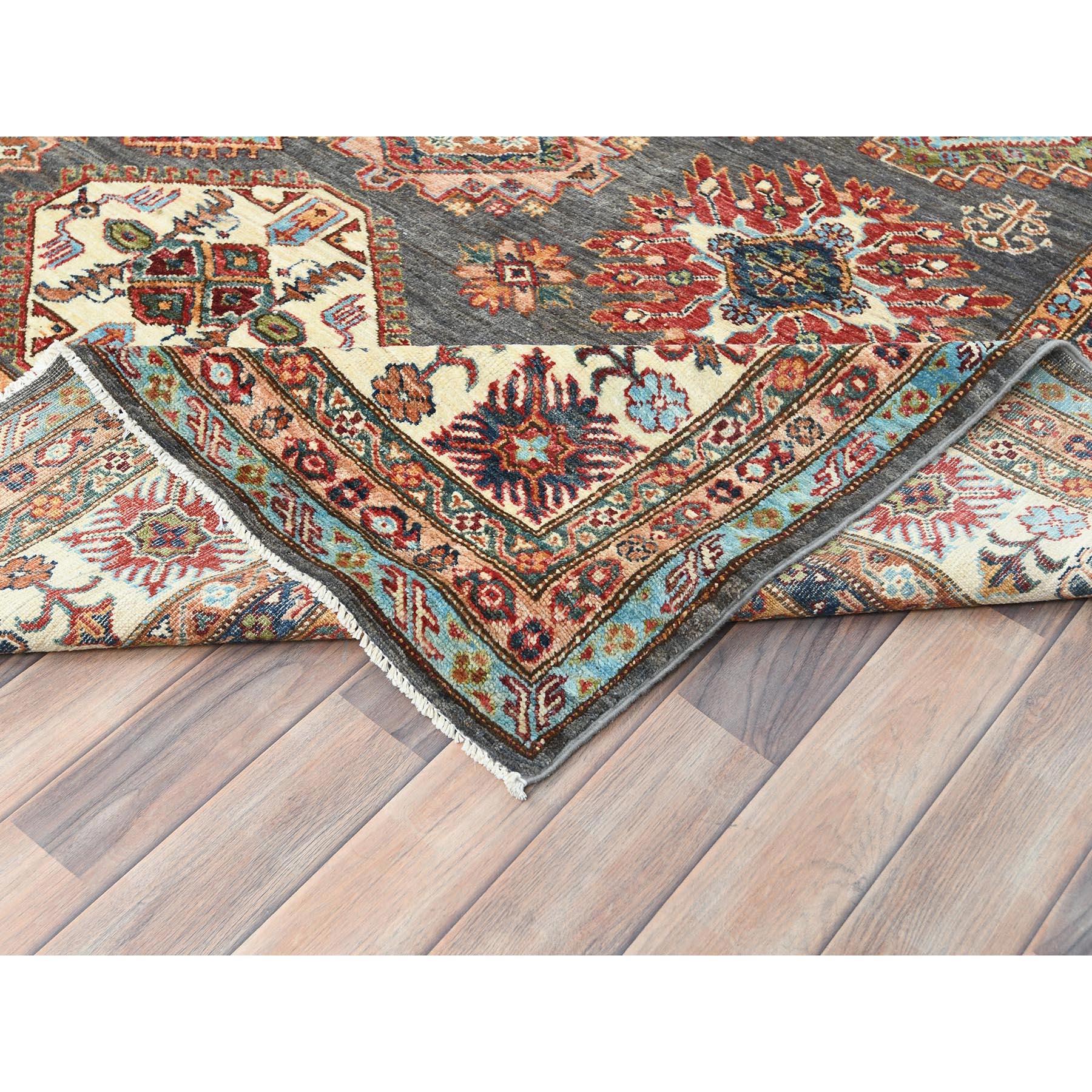 XXIe siècle et contemporain Tapis afghan très doux noué à la main gris pierre 10'3
