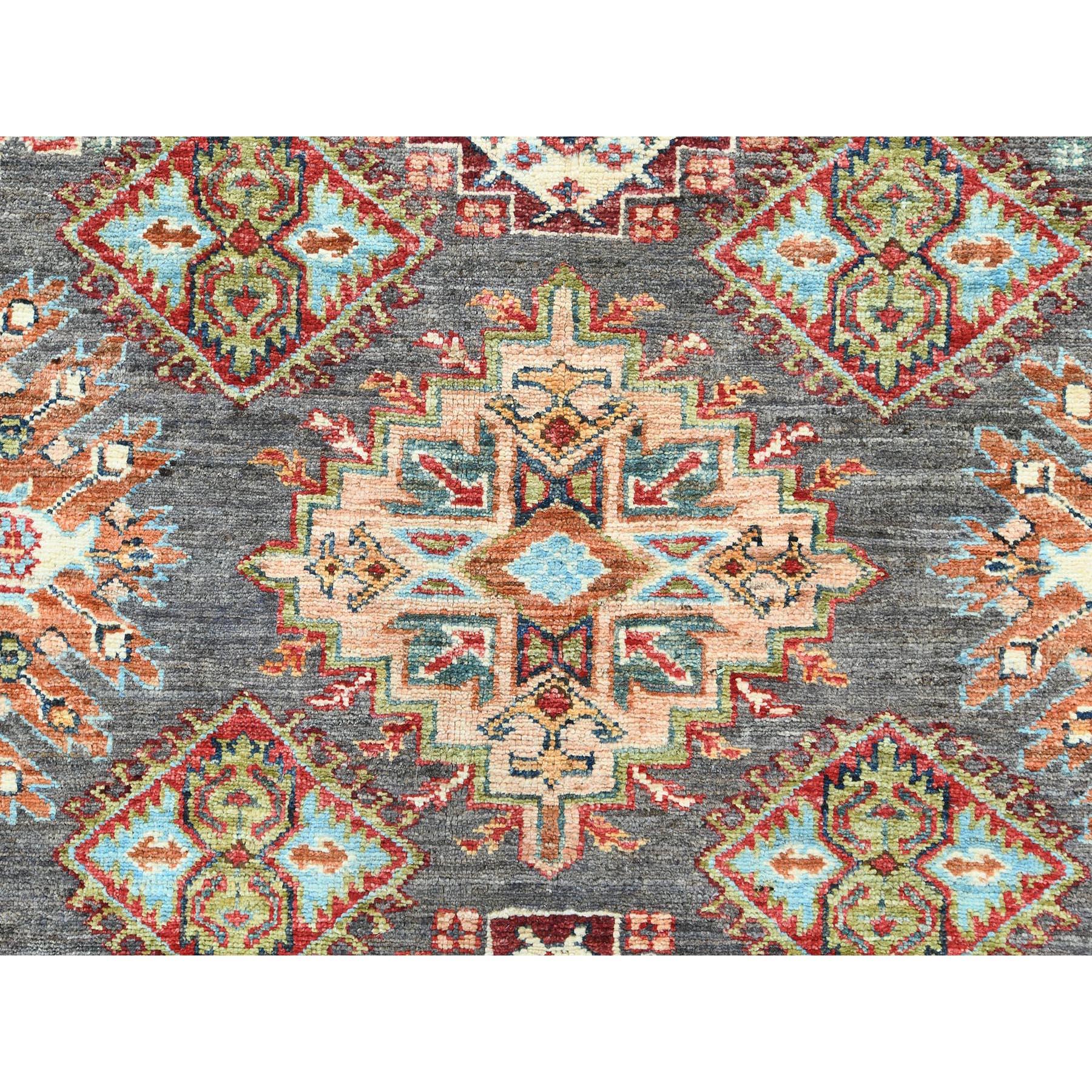 Tapis afghan très doux noué à la main gris pierre 10'3