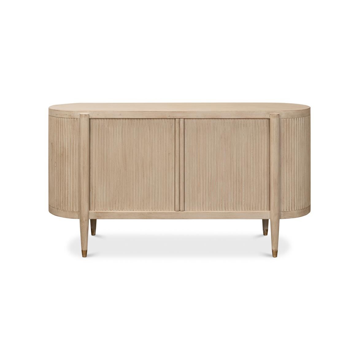 The stone gray painted finish on reclaimed pine evokes a sense of calm and natural grace, making this sideboard a versatile fit for a range of interiors, from a beach house to a contemporary urban apartment.

Practicality meets graceful design with