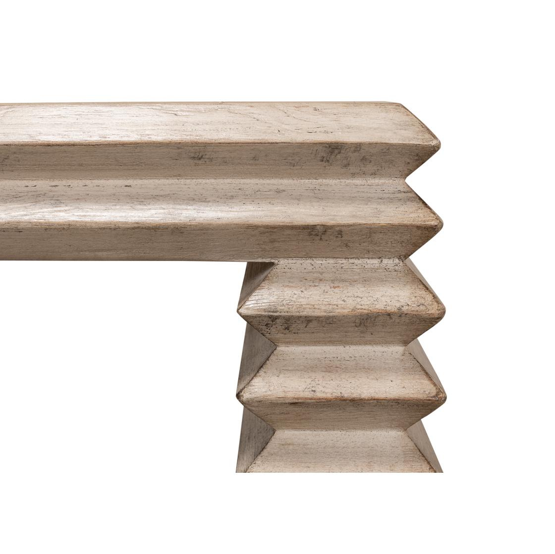 Contemporary Stone Gray Stacked Side Table For Sale