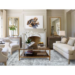 Stone Gray Worn Down Rustic Feel Worn Wool Hand Knotted Old Persian Tabriz Rug