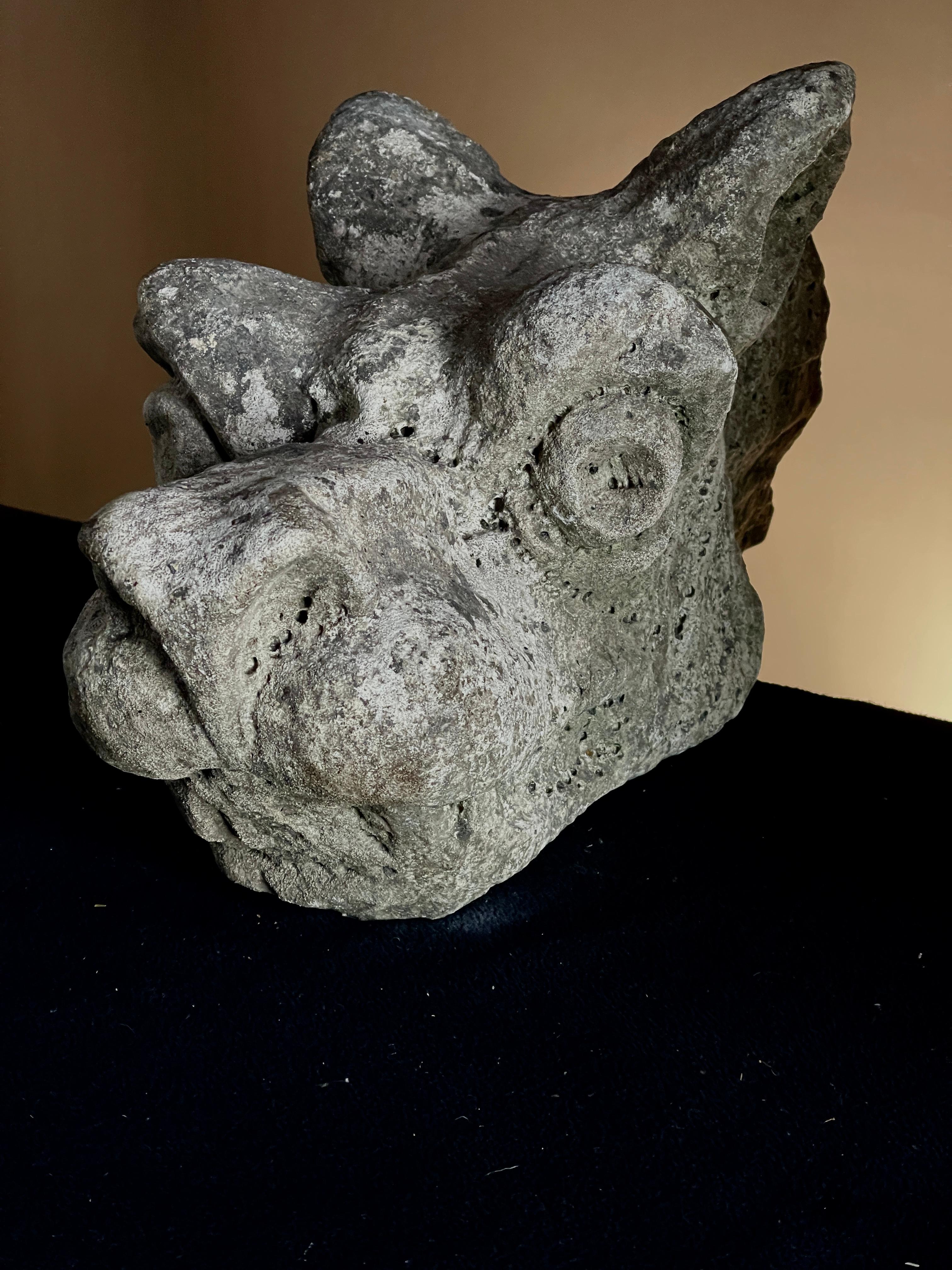 A Stone grotesque carving c1400

Size 40cms long 22 cms high and 21 cms wide
