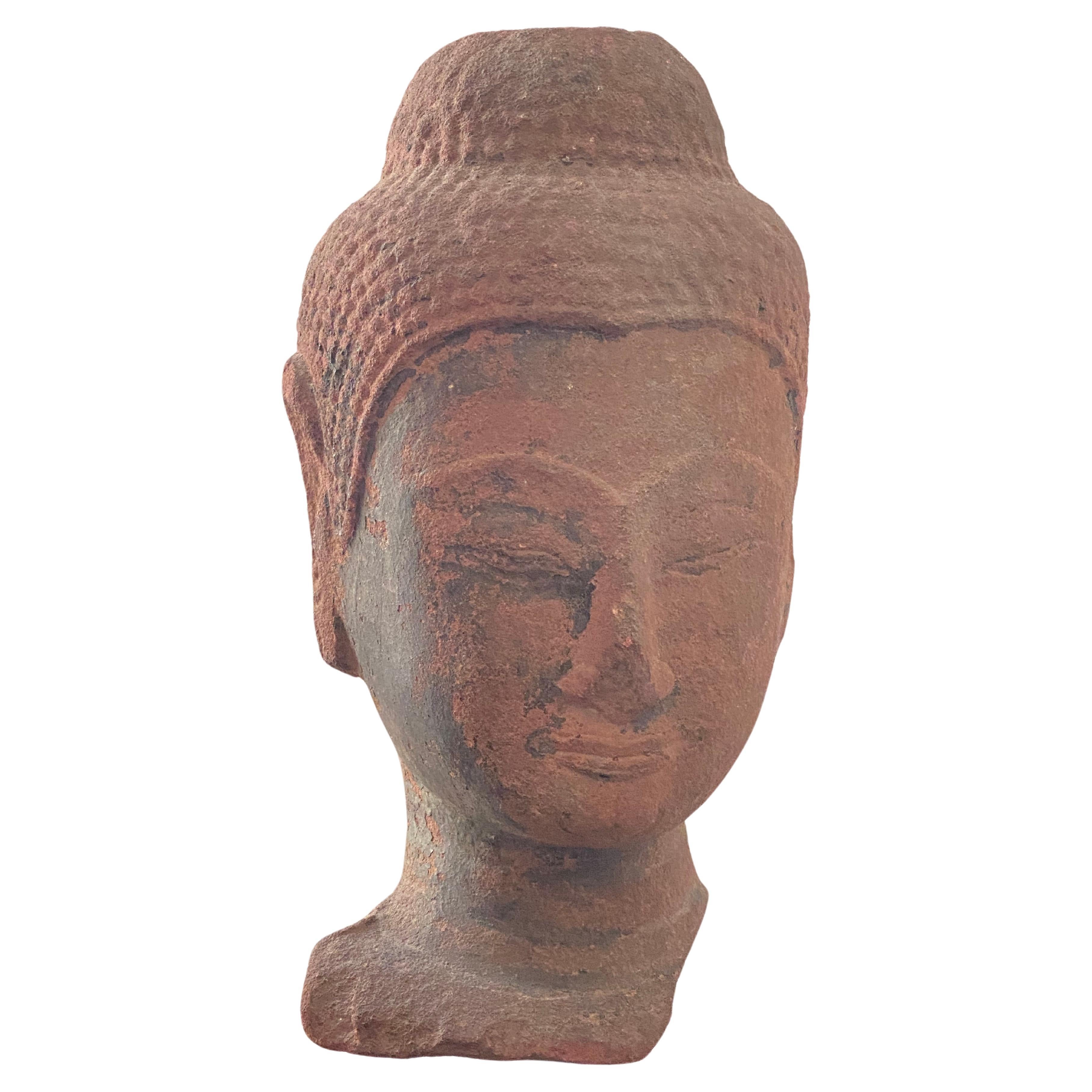 Stone Head of Buddha, 16th Century For Sale