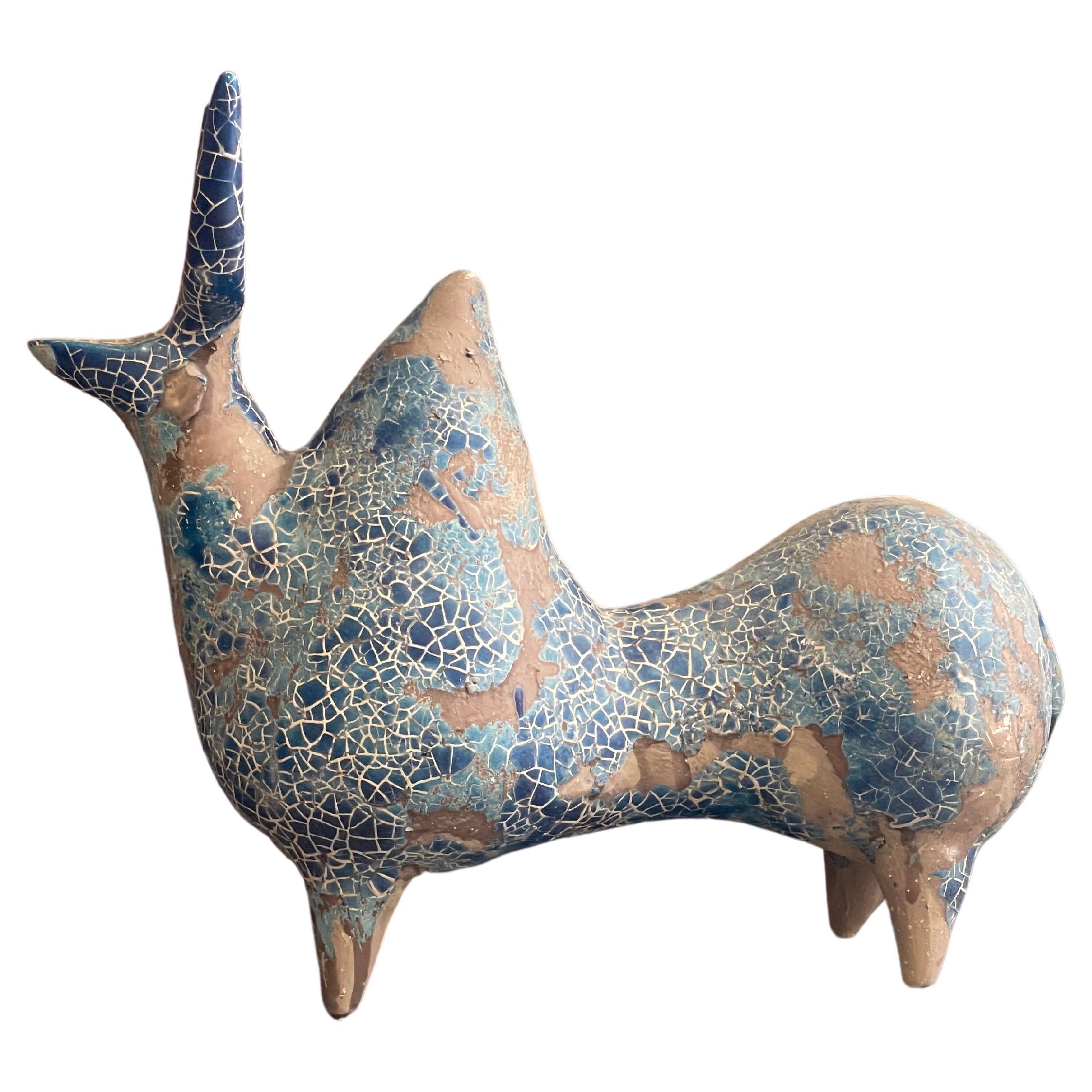 Stone Horned Bull Sculpture Decorative Objects, Ancient Pixiu Patina Home Decor