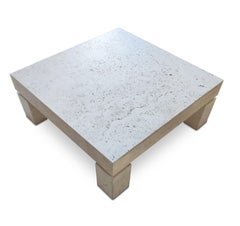 Stone International Parsons Natural Travertine Square Coffee Table Italy 1980s
