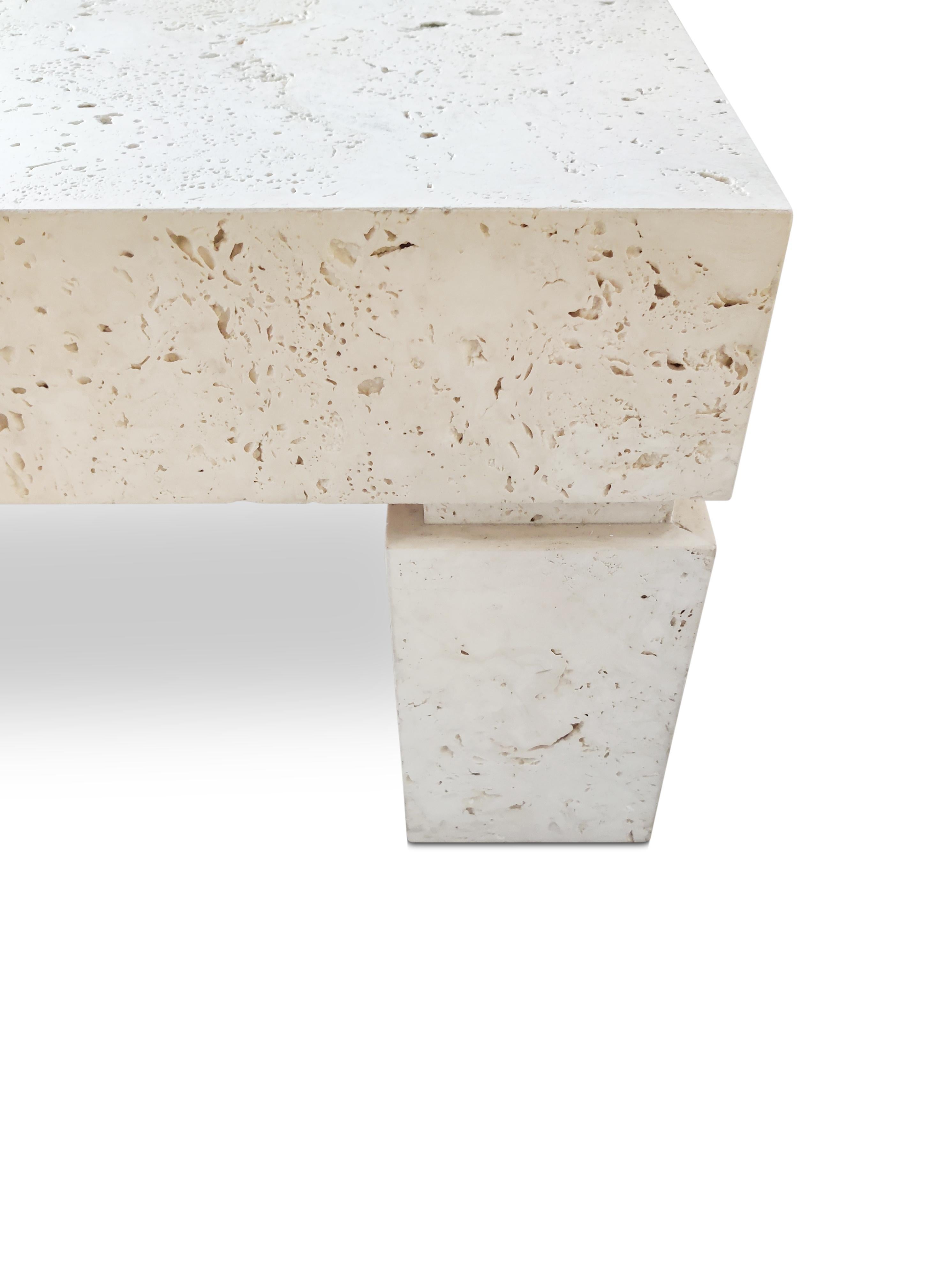 Late 20th Century Stone International Parsons Natural Travertine Square Coffee Table Italy 1980s 