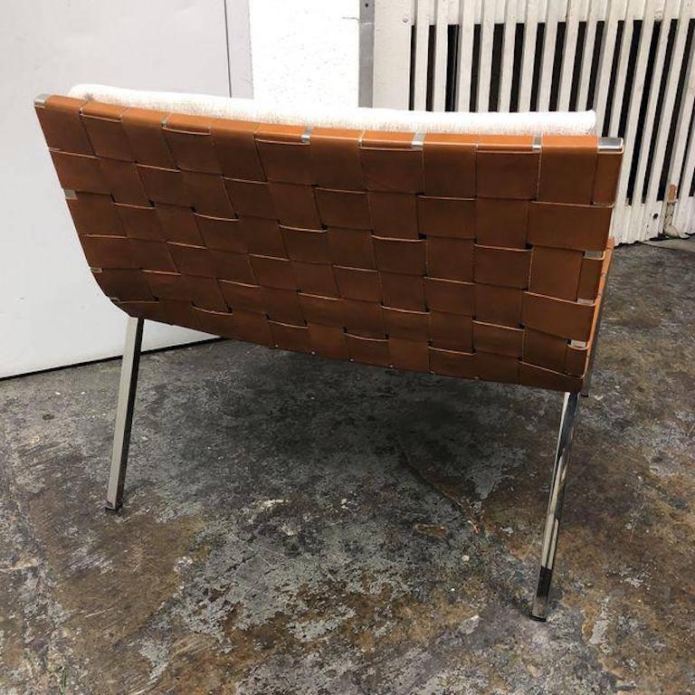 Mid-Century Modern Stone International Esther Leather and Cushion Accent Chair