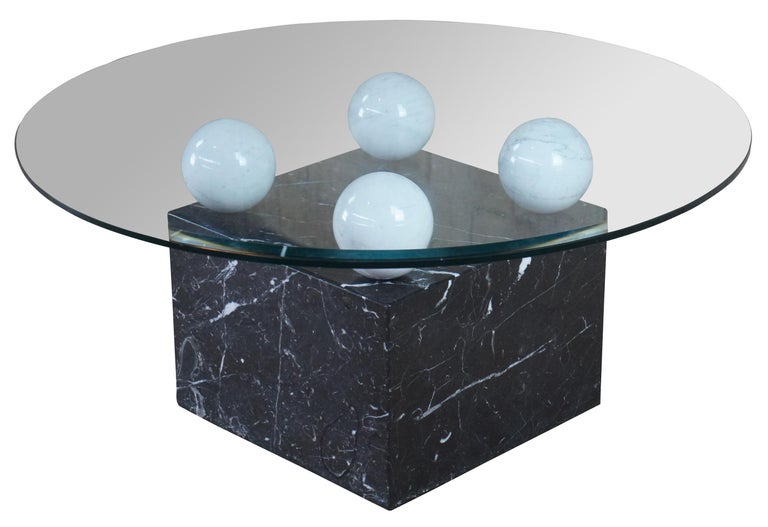 Stone International Italian Marble and Glass Post Modern Coffee Table S