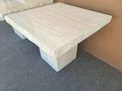 Stone International Italian Travertine Live Edge Marble Side End Tables
