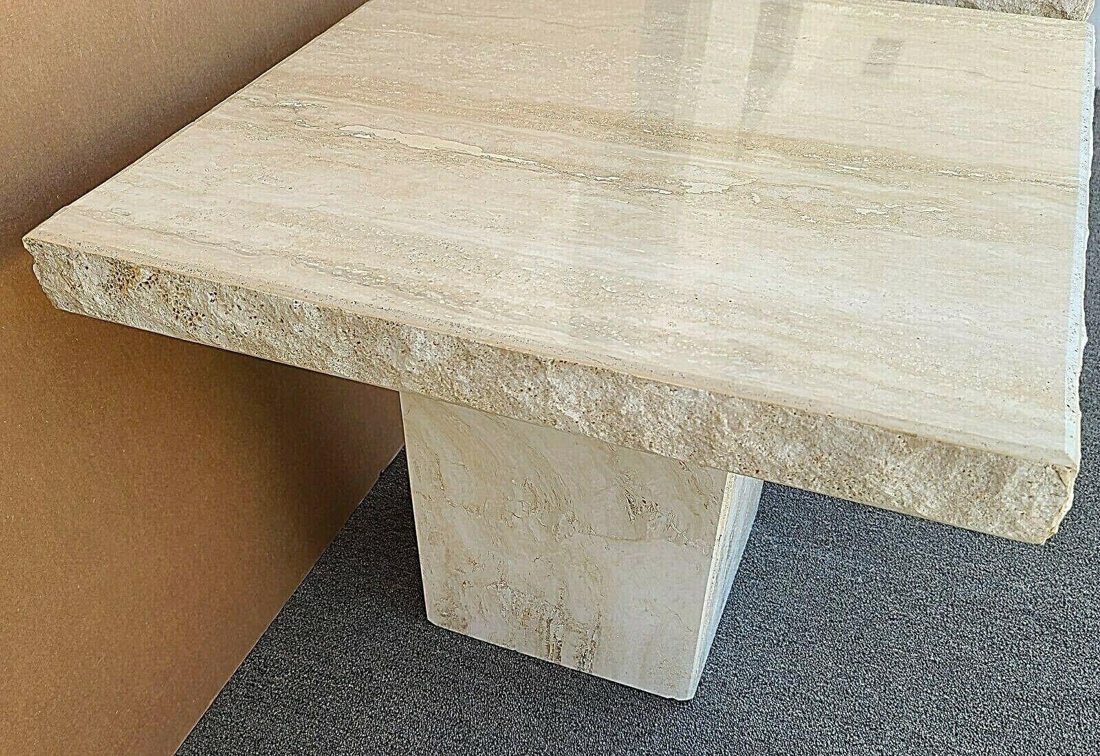 Mid-Century Modern Stone International Italian Travertine Live Edge Marble Side End Tables 