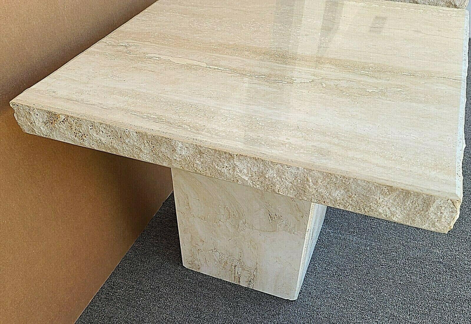 Mid-Century Modern Stone International Italian Travertine Live Edge Marble Side End Tables