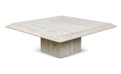 Stone International Italian Travertine Marble Coffee, Console, Side Tables, Trio