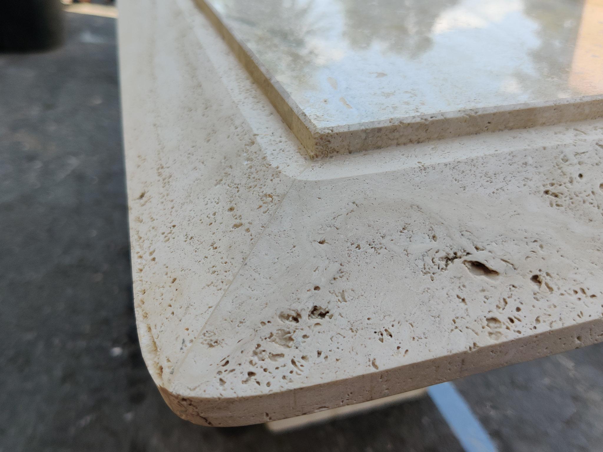 Stone International Italian Travertine Marble Coffee Table Mid-Century Modern In Good Condition For Sale In Philadelphia, PA