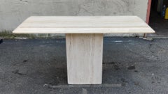 Stone International Italian Travertine Marble Console Table Mid-Century Modern