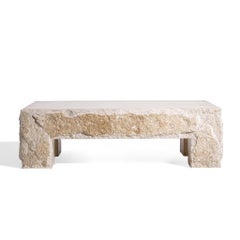 Stone International Mid Century Travertine Coffee Table