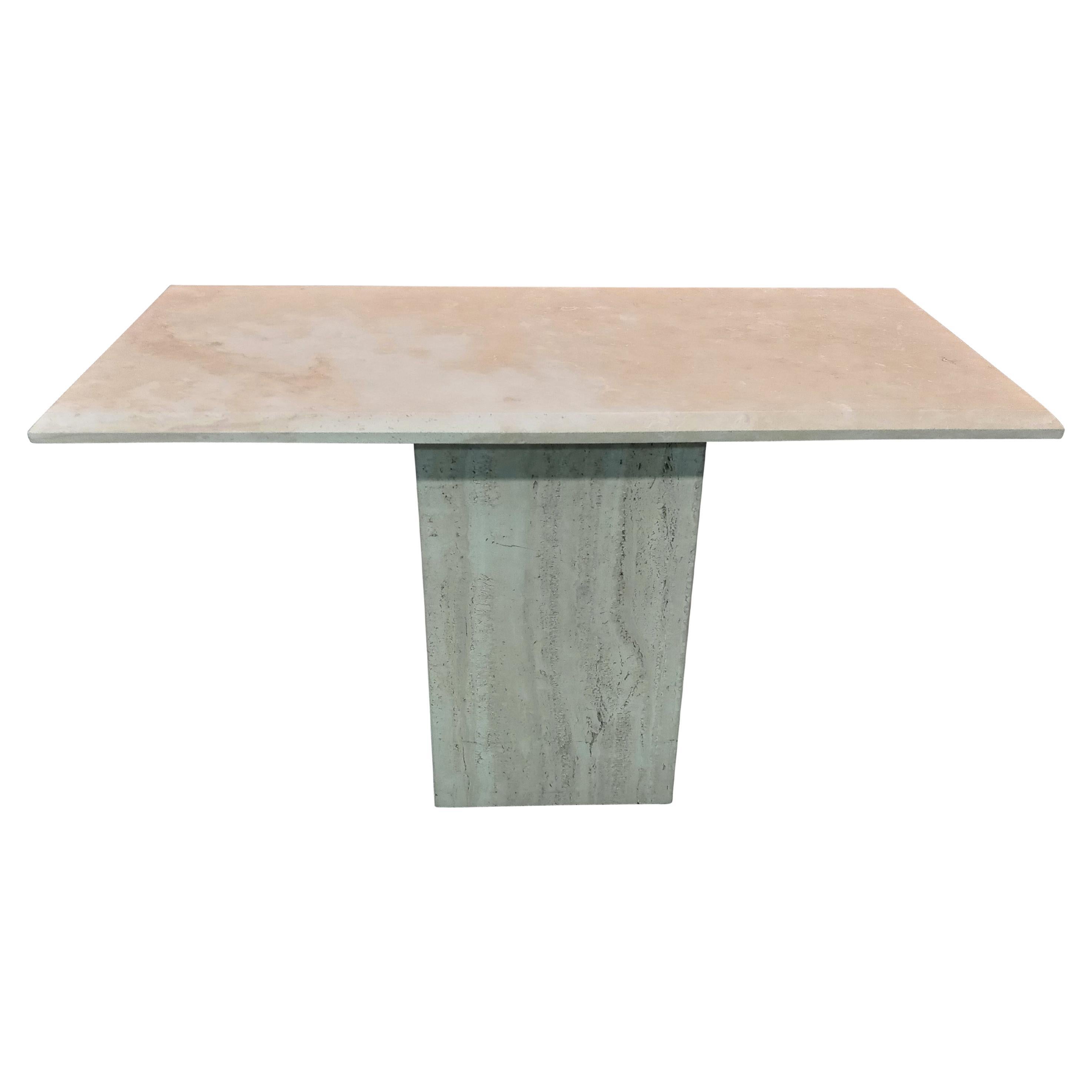 Stone International Post-Modern Elegant Tall Narrow Travertine Console Table MCM For Sale