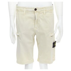 STONE ISLAND 2020 stone washed cotton blend logo patch shorts 30"