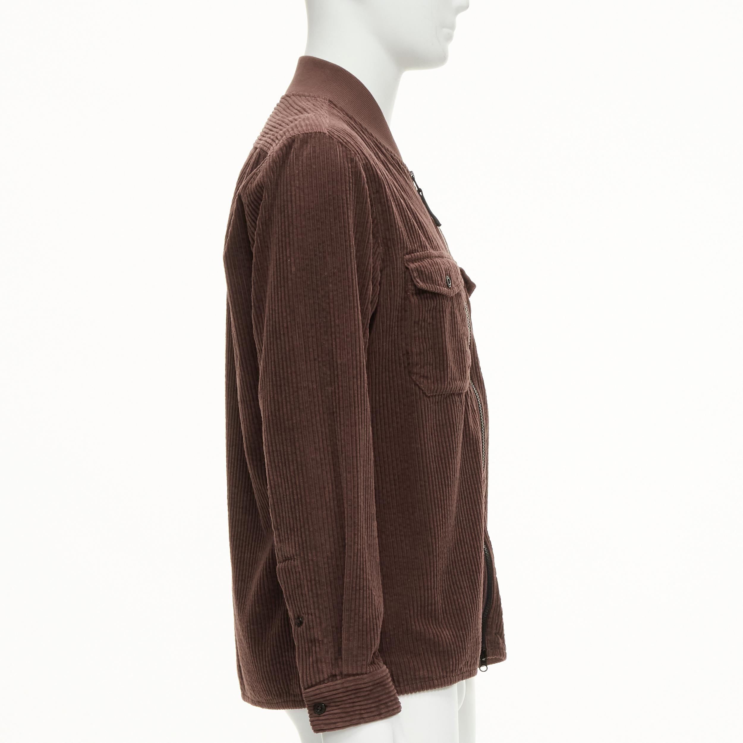 Uomo STONE ISLAND giacca bomber con zip in velluto a coste marrone con tasca da camionista M. in vendita