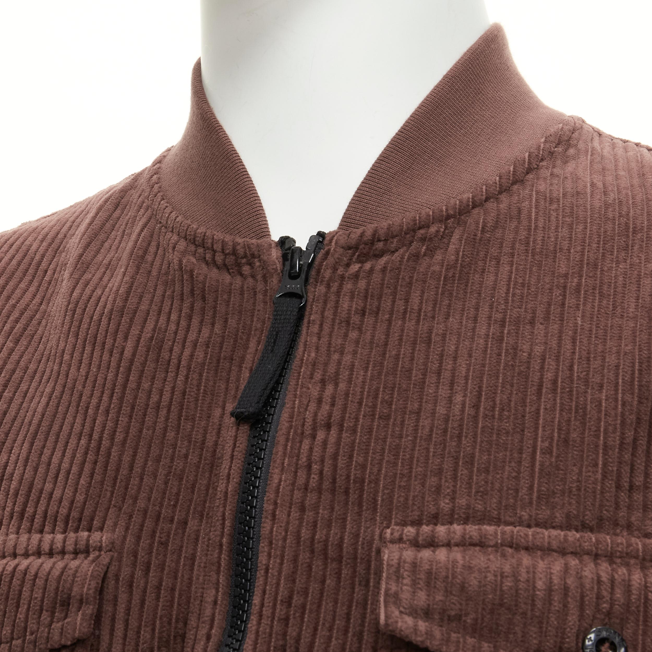STONE ISLAND giacca bomber con zip in velluto a coste marrone con tasca da camionista M. in vendita 3
