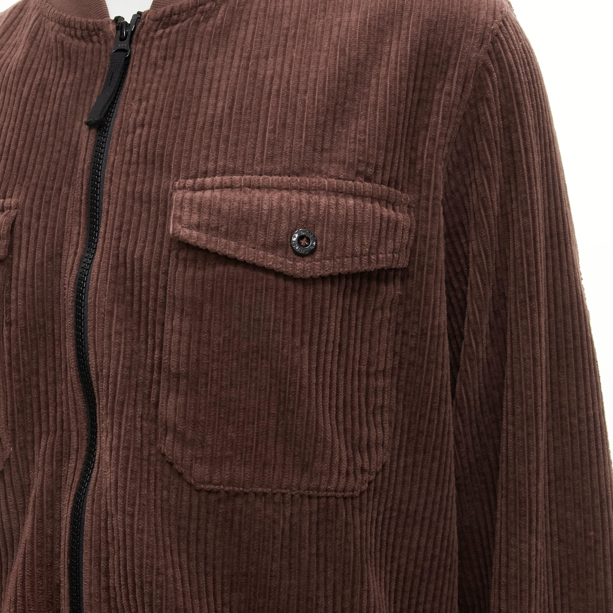 STONE ISLAND giacca bomber con zip in velluto a coste marrone con tasca da camionista M. in vendita 4