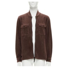 STONE ISLAND brown corduroy trucker pocket zip up bomber jacket M