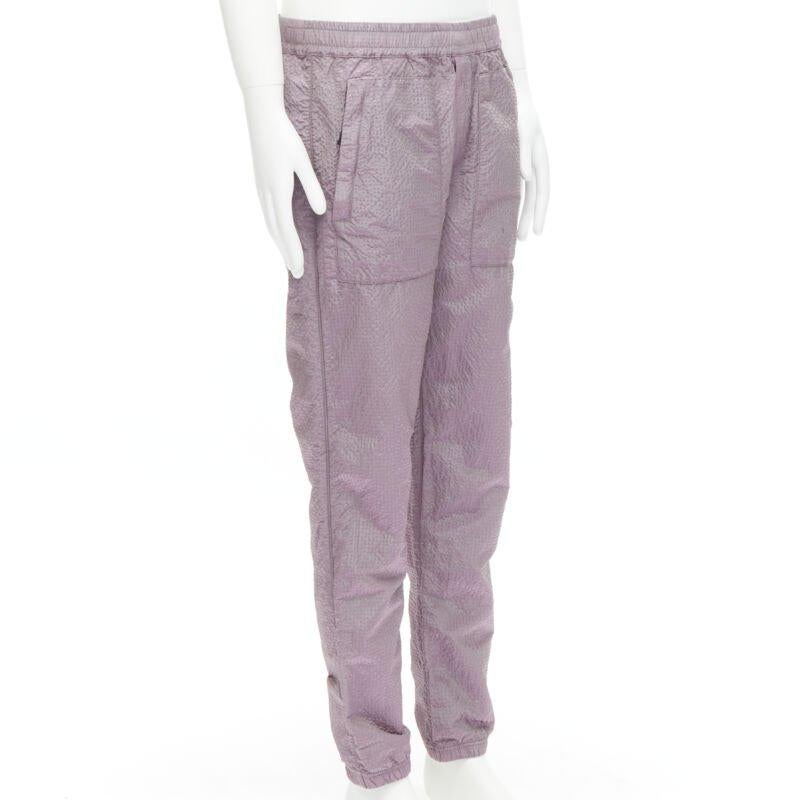 STONE ISLAND iridescent purple seersucker nylon track pants M In Excellent Condition For Sale In Hong Kong, NT