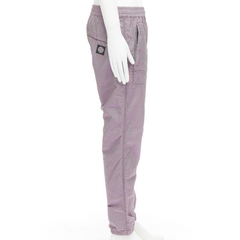 STONE ISLAND iridescent purple seersucker nylon track pants M In Excellent Condition In Hong Kong, NT