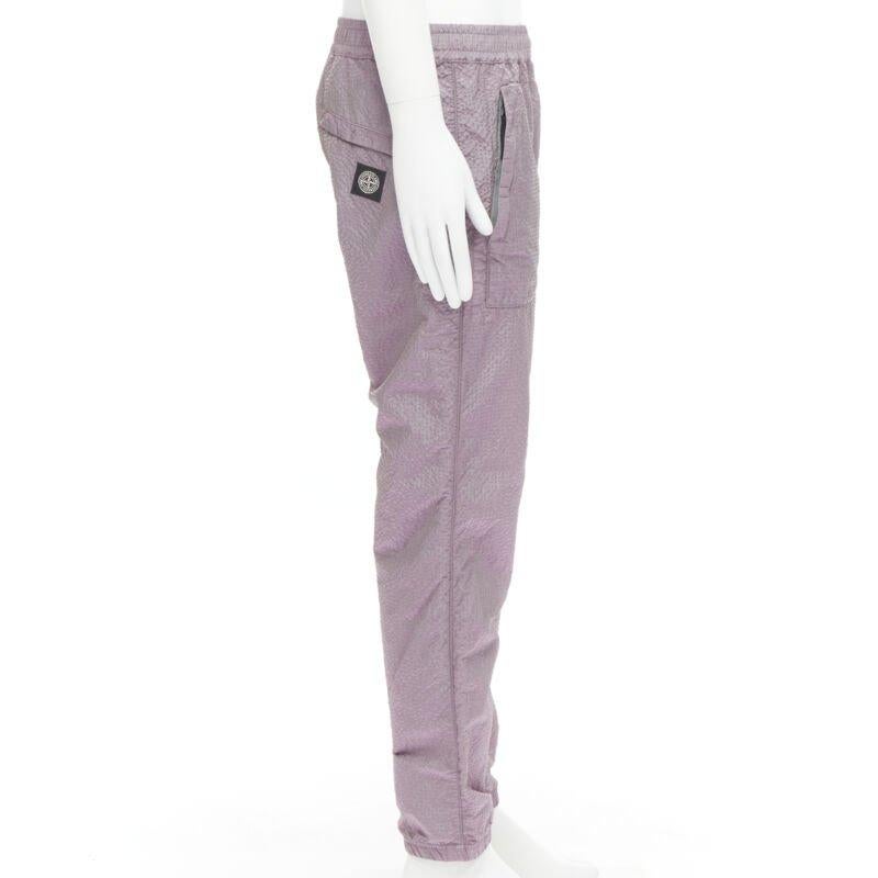 Men's STONE ISLAND iridescent purple seersucker nylon track pants M For Sale