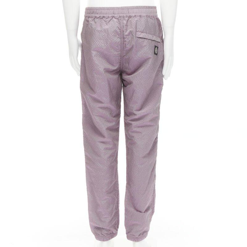 STONE ISLAND iridescent purple seersucker nylon track pants M For Sale 1