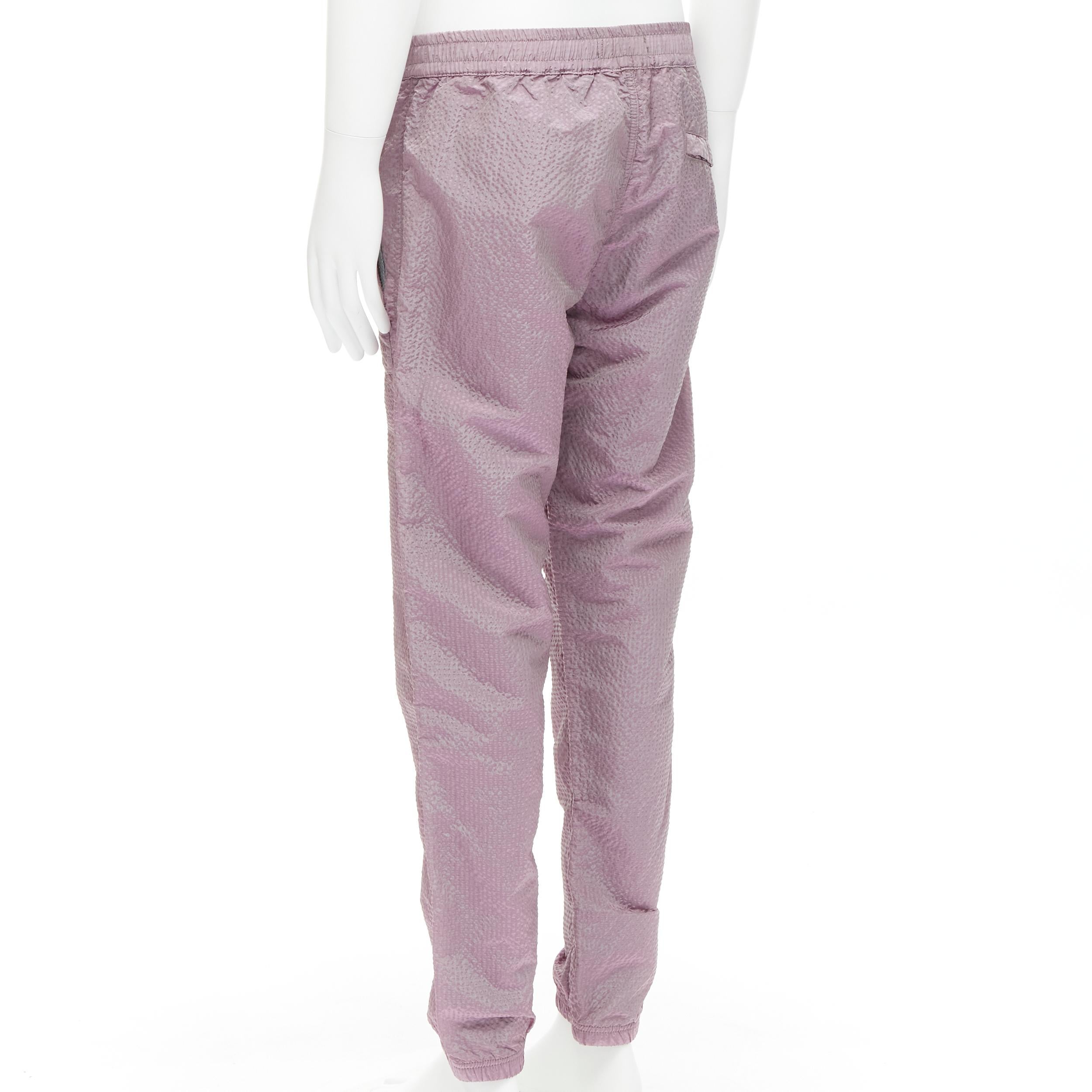 Gray STONE ISLAND iridescent purple seersucker nylon track pants M