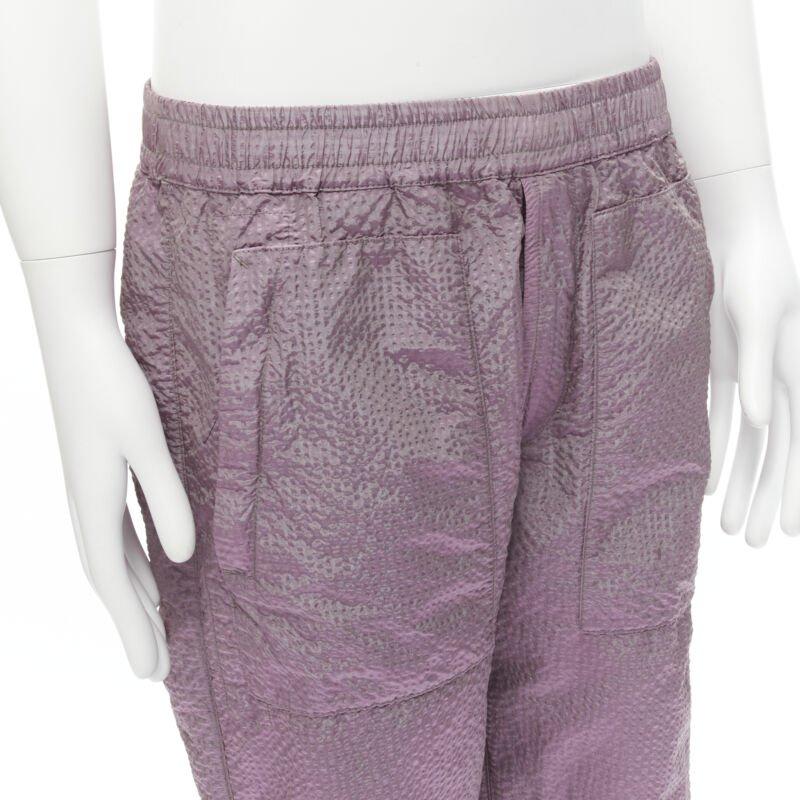 STONE ISLAND iridescent purple seersucker nylon track pants M For Sale 3