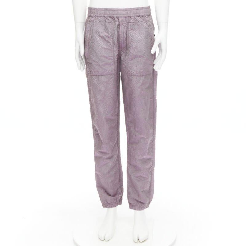 STONE ISLAND iridescent purple seersucker nylon track pants M For Sale 5