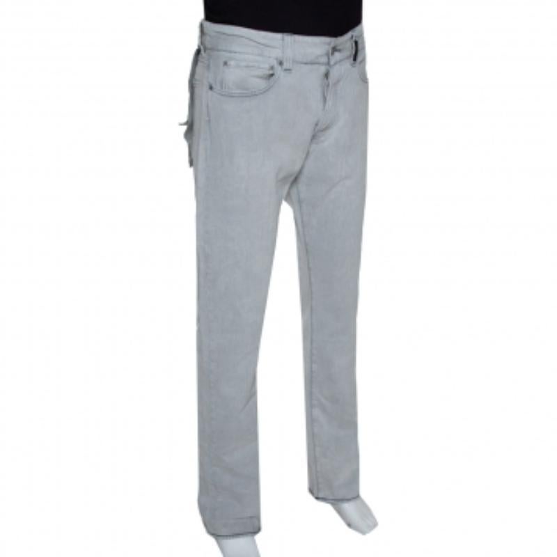 Stone Island Jean à jambes étroites en denim gris pâle, état neuf en vente 2