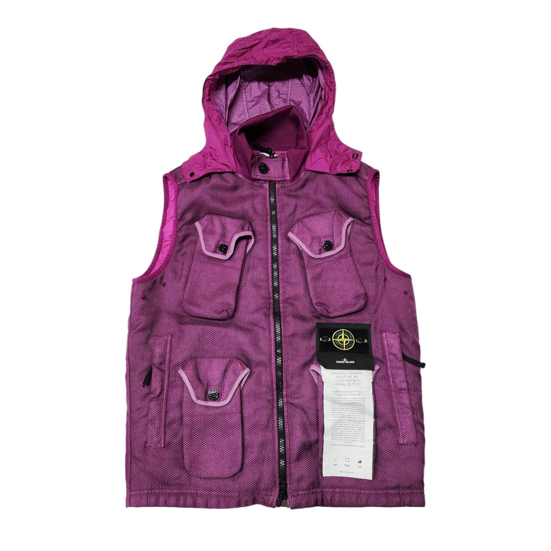 Stone Island Panama Modified Vest Purple L In Excellent Condition For Sale In Los Angeles, CA