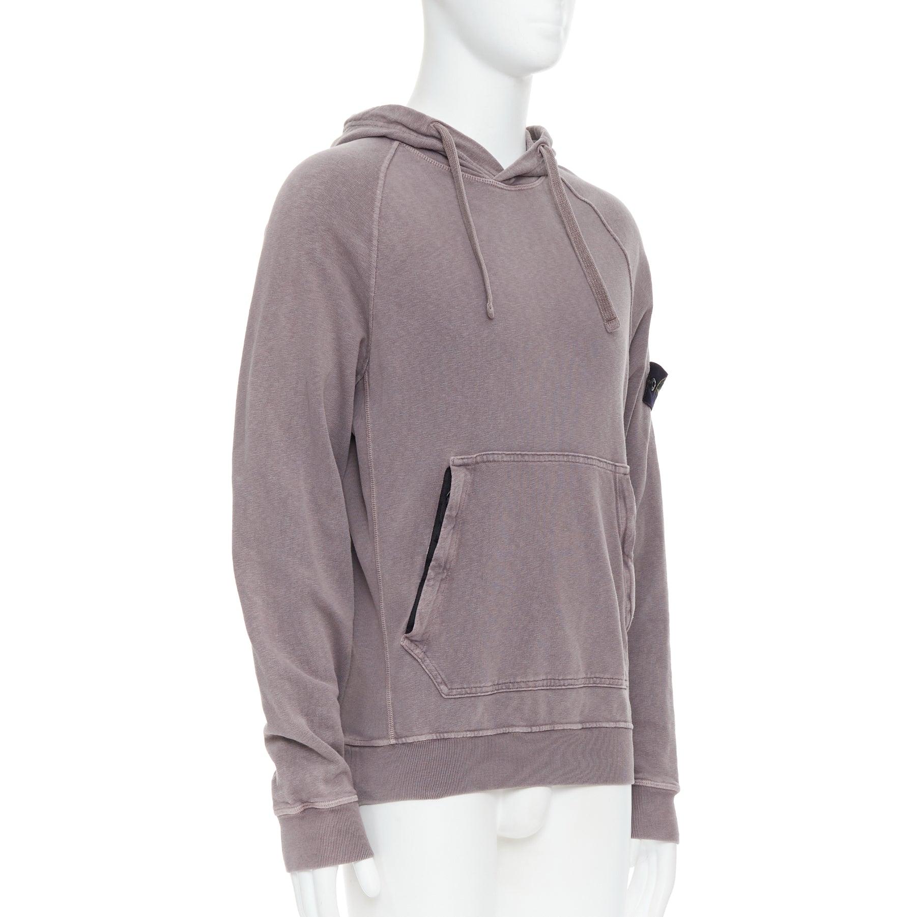 Grigio STONE ISLAND felpa con cappuccio in cotone grigio viola lavato con trattamento antipolvere M. I. in vendita