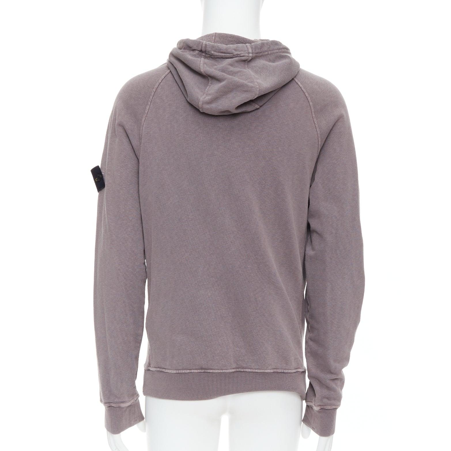Uomo STONE ISLAND felpa con cappuccio in cotone grigio viola lavato con trattamento antipolvere M. I. in vendita