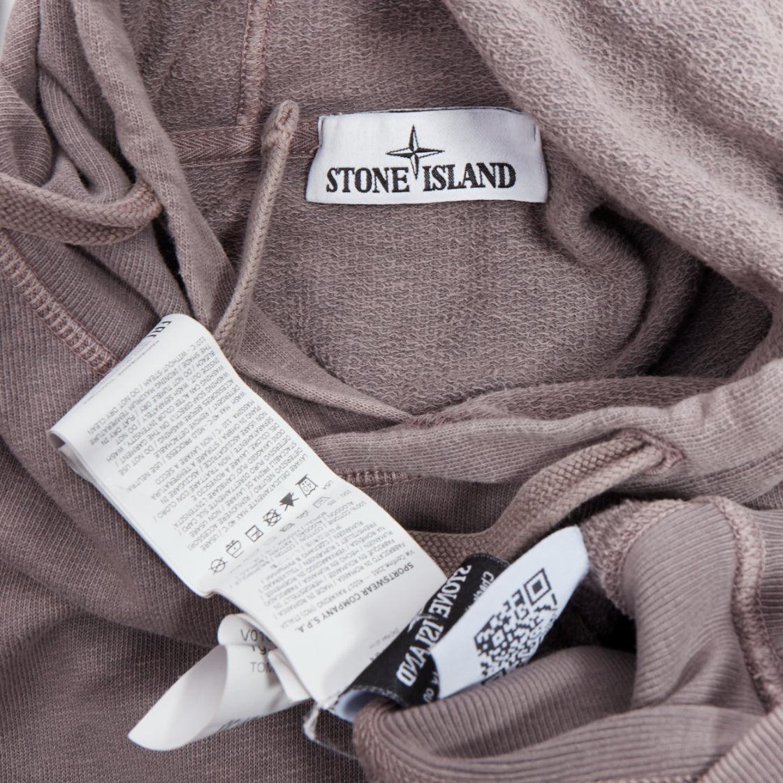 STONE ISLAND felpa con cappuccio in cotone grigio viola lavato con trattamento antipolvere M. I. in vendita 3