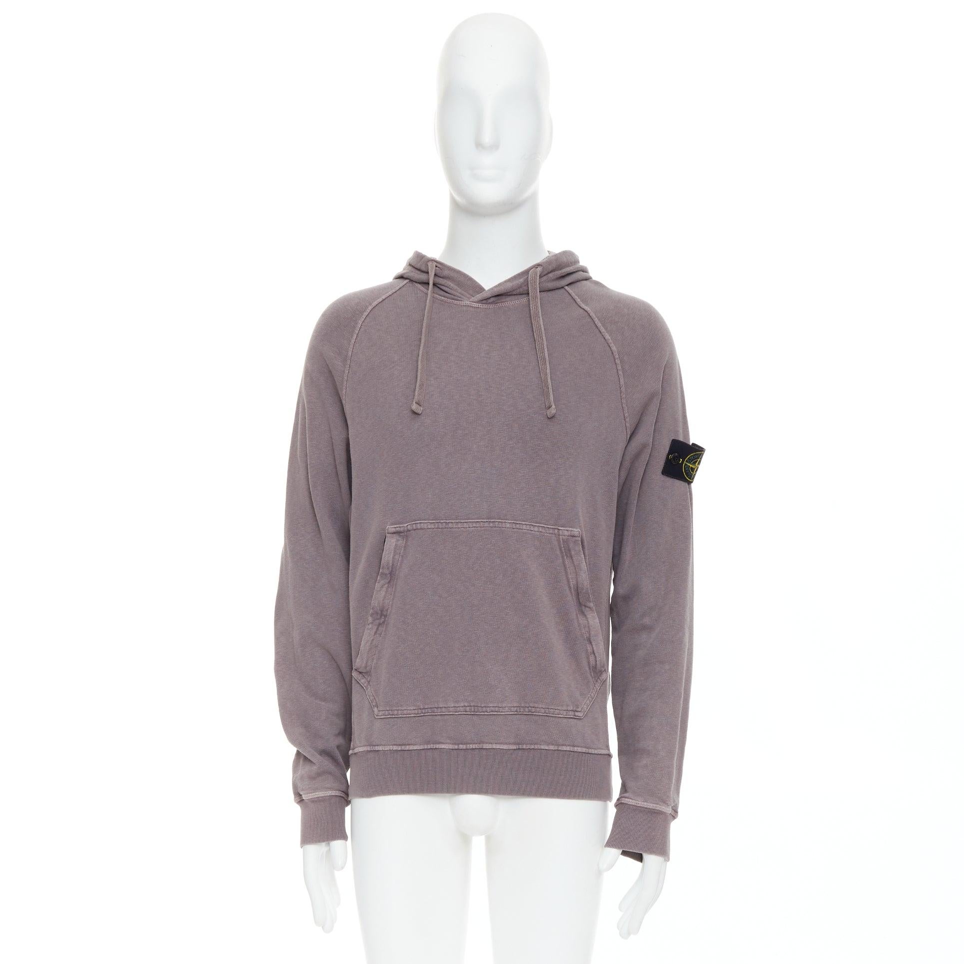 STONE ISLAND felpa con cappuccio in cotone grigio viola lavato con trattamento antipolvere M. I. in vendita 4