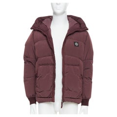 STONE ISLAND purple nylon black logo duck down padded puffer jacket M