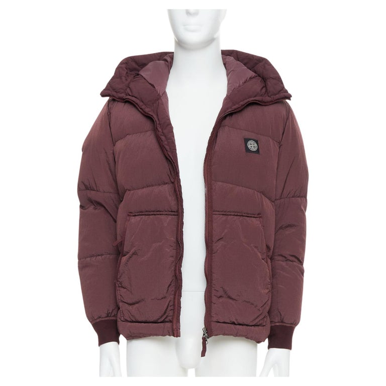 STONE ISLAND purple nylon black logo duck down padded puffer