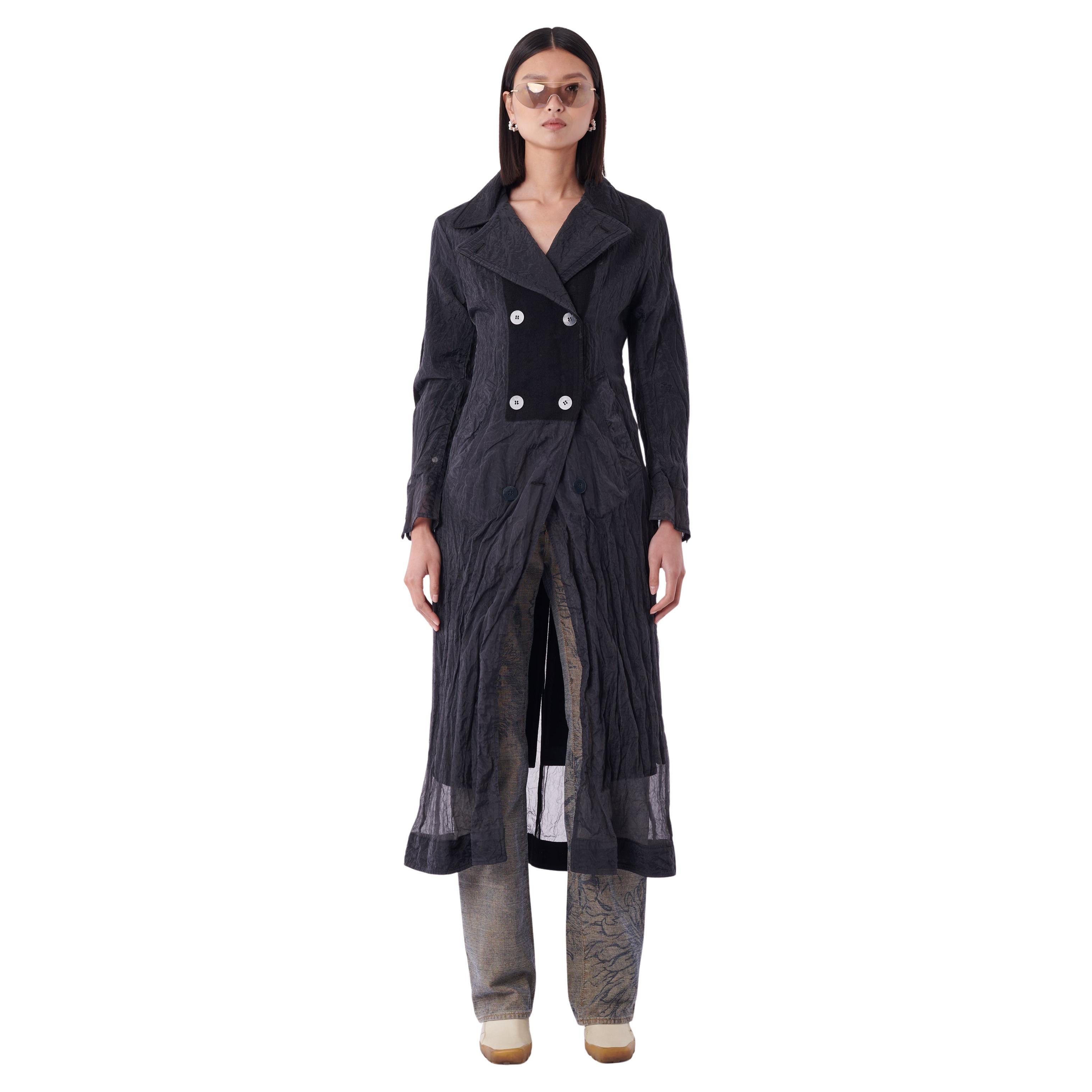 Stone Island  Serie 100 Black Mesh Long Coat For Sale