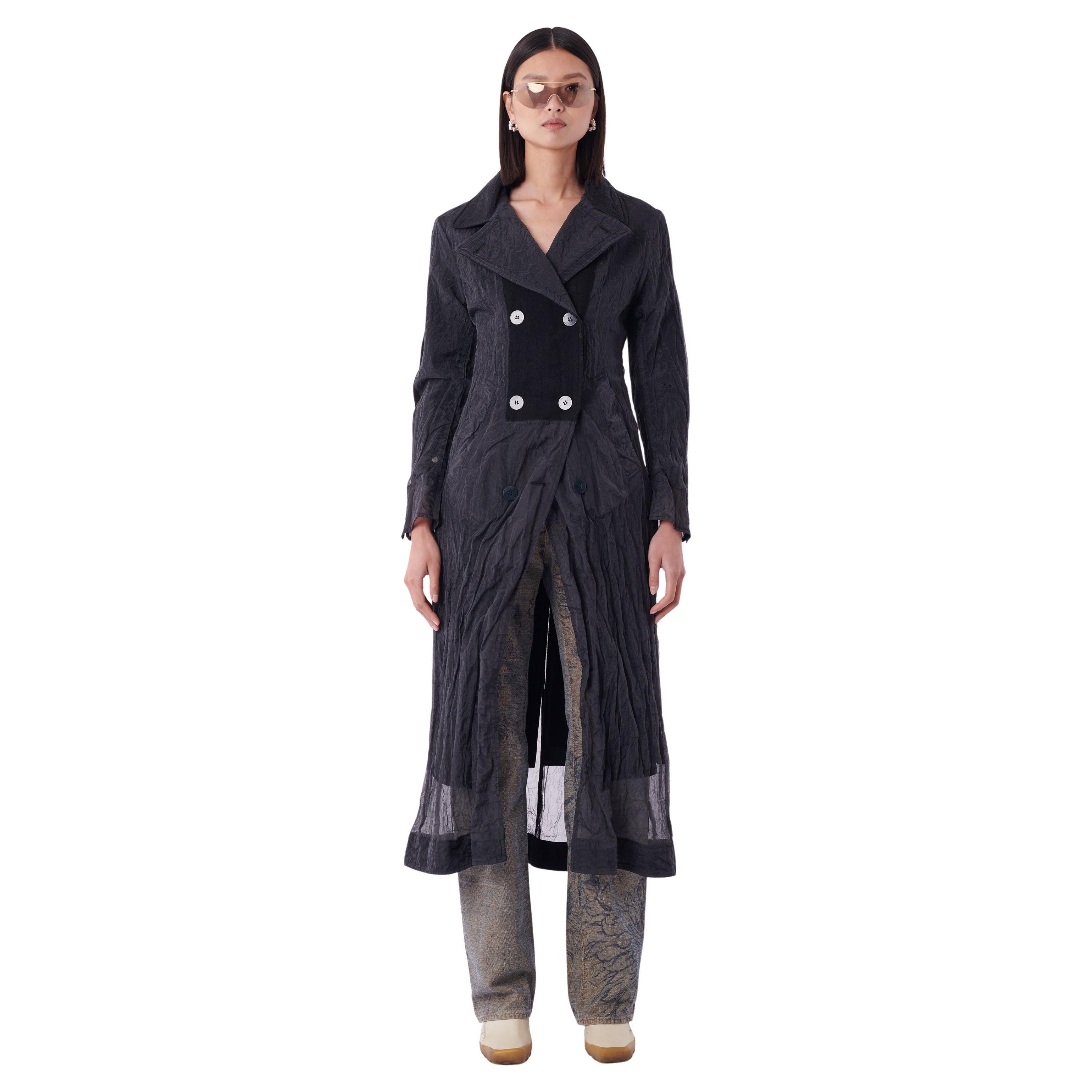 Stone Island Serie 100 Abrigo largo de malla negro en venta