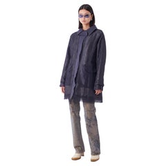 Stone Island Serie 100 A/I 2003 Cappotto con colletto in feltro sovrapposto a rete blu navy